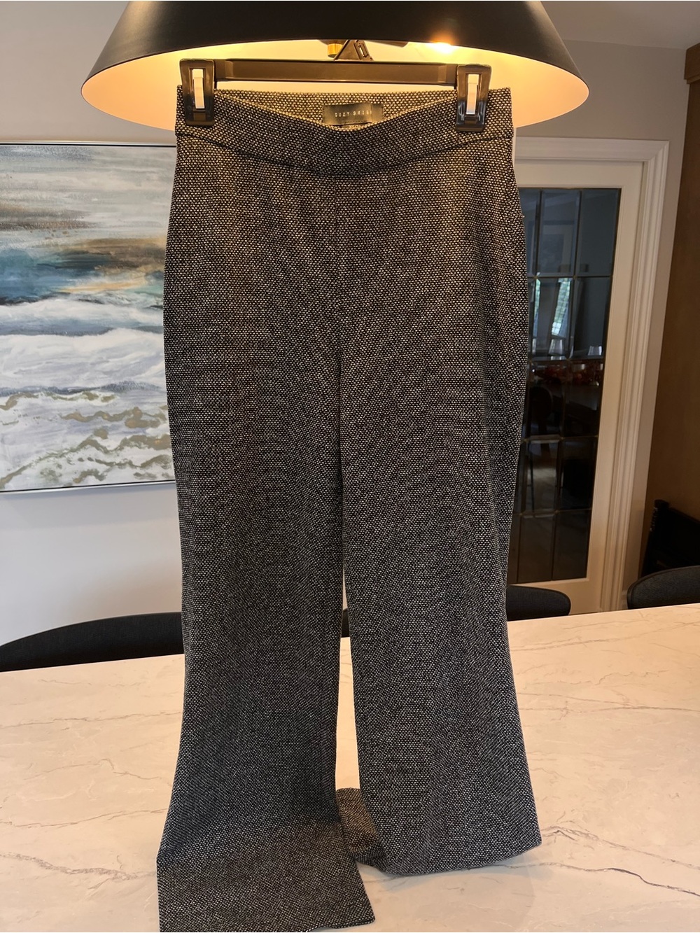 Suzy Shier Black and White Wide-Leg Trousers - Textured Knit